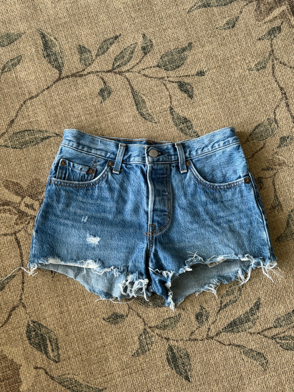Levi's Medium Blue Distressed Cutoff Jean Shorts
